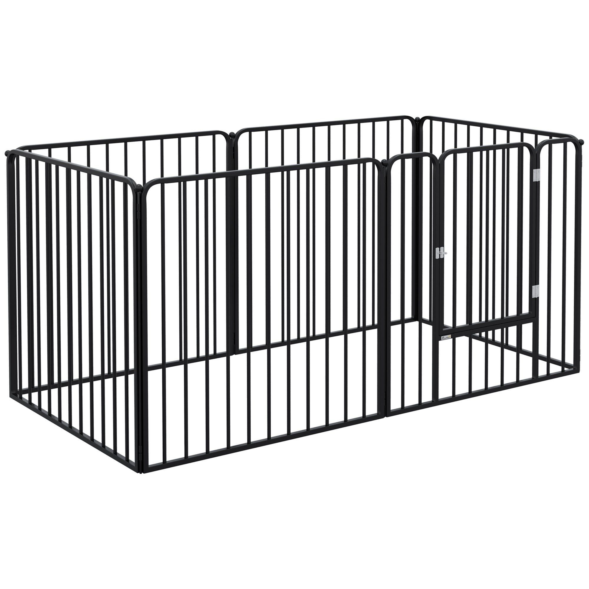 PAWHUT FENCE FOR 6 DOGS with 6 modular and outdoor modular panels, in steel, 164x83x80 cm, black - Borgè