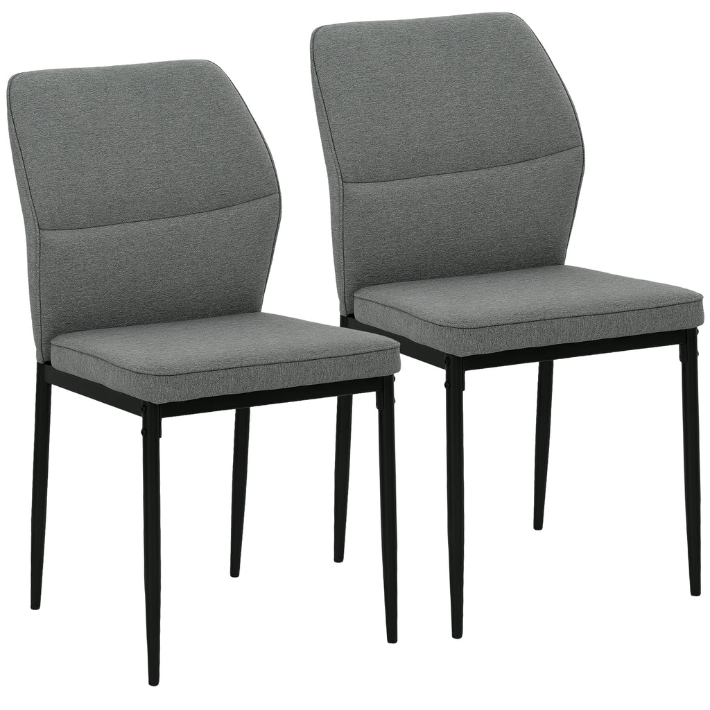 Set of 2 Velvet Upholstered Dining Chairs with Ergonomic Backrest without Armrests, Grey