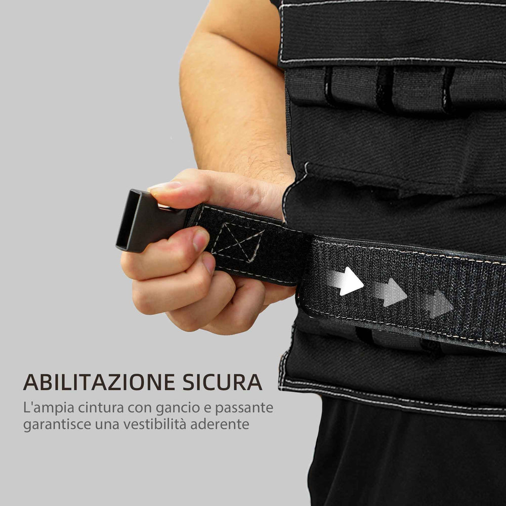 SPORTNOW Adjustable Weight Vest 20kg with 20 Weights, Vest with Reflective Strips, 50x40 cm, Black