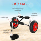 Folding Kayak Cart 25cm Tires Suitable for All Surfaces Max 70kg Aluminum 62x35x30cm