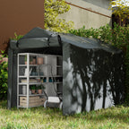 Garage Awning with Roller Entrance, Ropes and Pegs, in Galvanized Metal and PE, 220x157x165 cm, Dark Gray