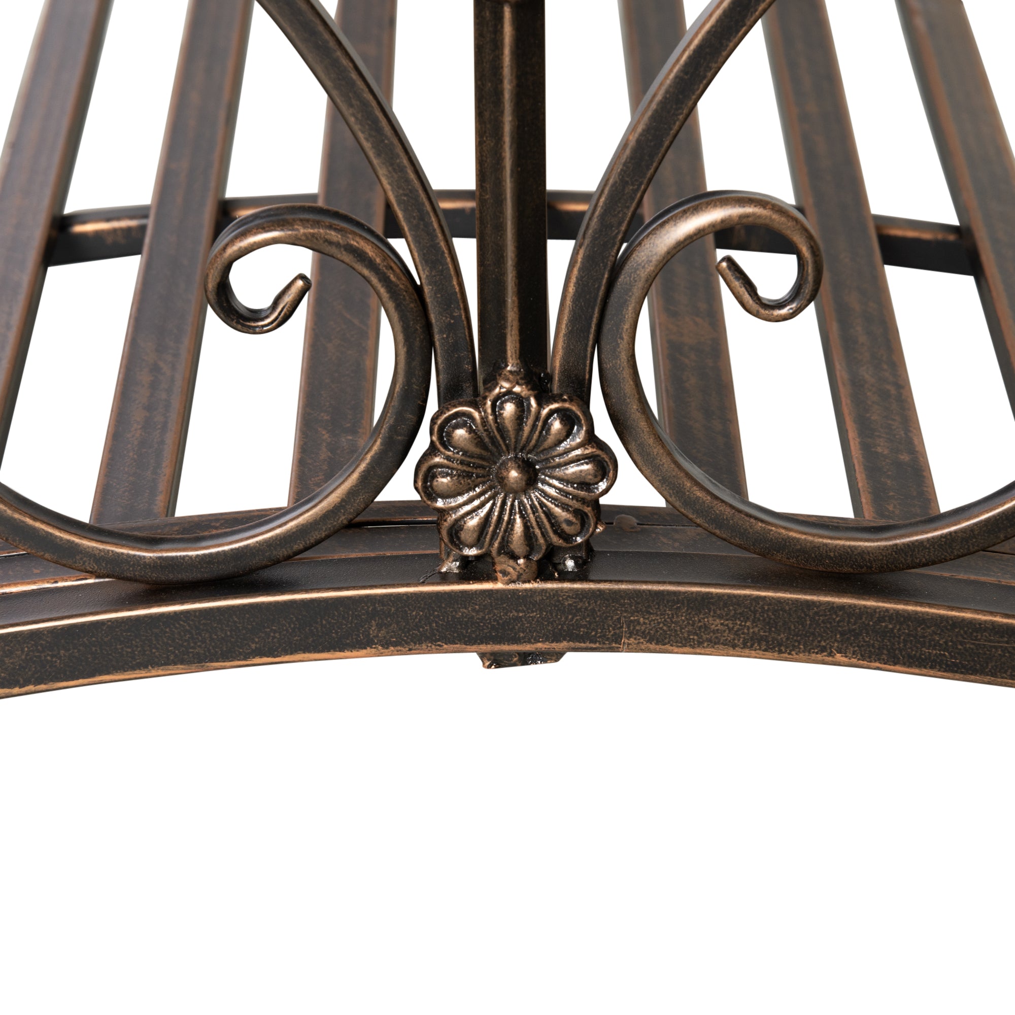 Outsunny Vintage Metal Garden Bridge with Floral Elements, 99x68x53cm, Black