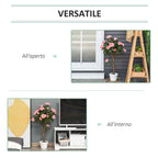 Outsunny 21-Flower Fake Rose Plant with Cement and Moss Filled Pot, Ø18x90 cm, Pink