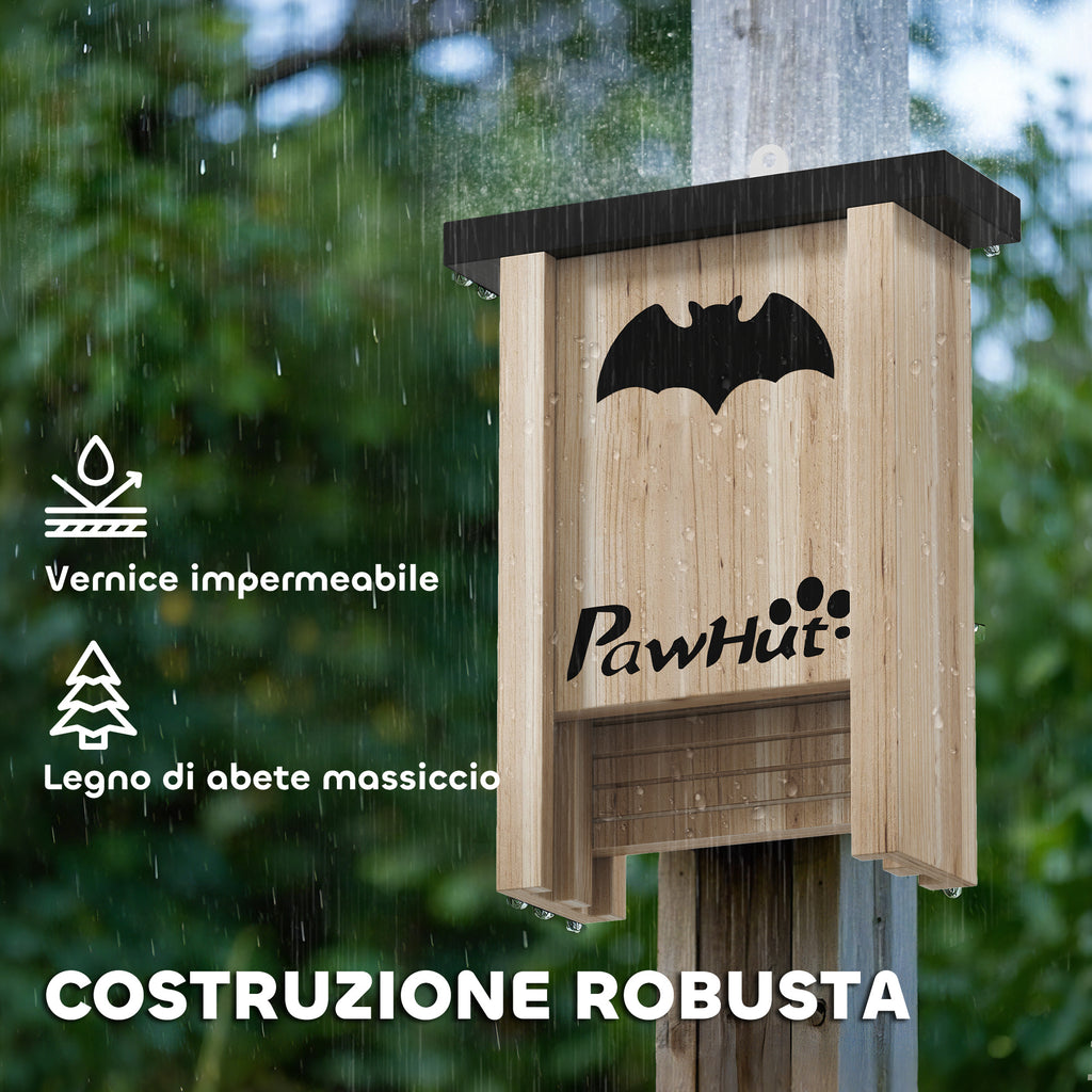 Set of 3 Bat Houses Bat Box in Fir Wood, 18x6x22.5 cm, Wood Color