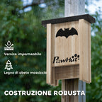 Set of 3 Bat Houses Bat Box in Fir Wood, 18x6x22.5 cm, Wood Color