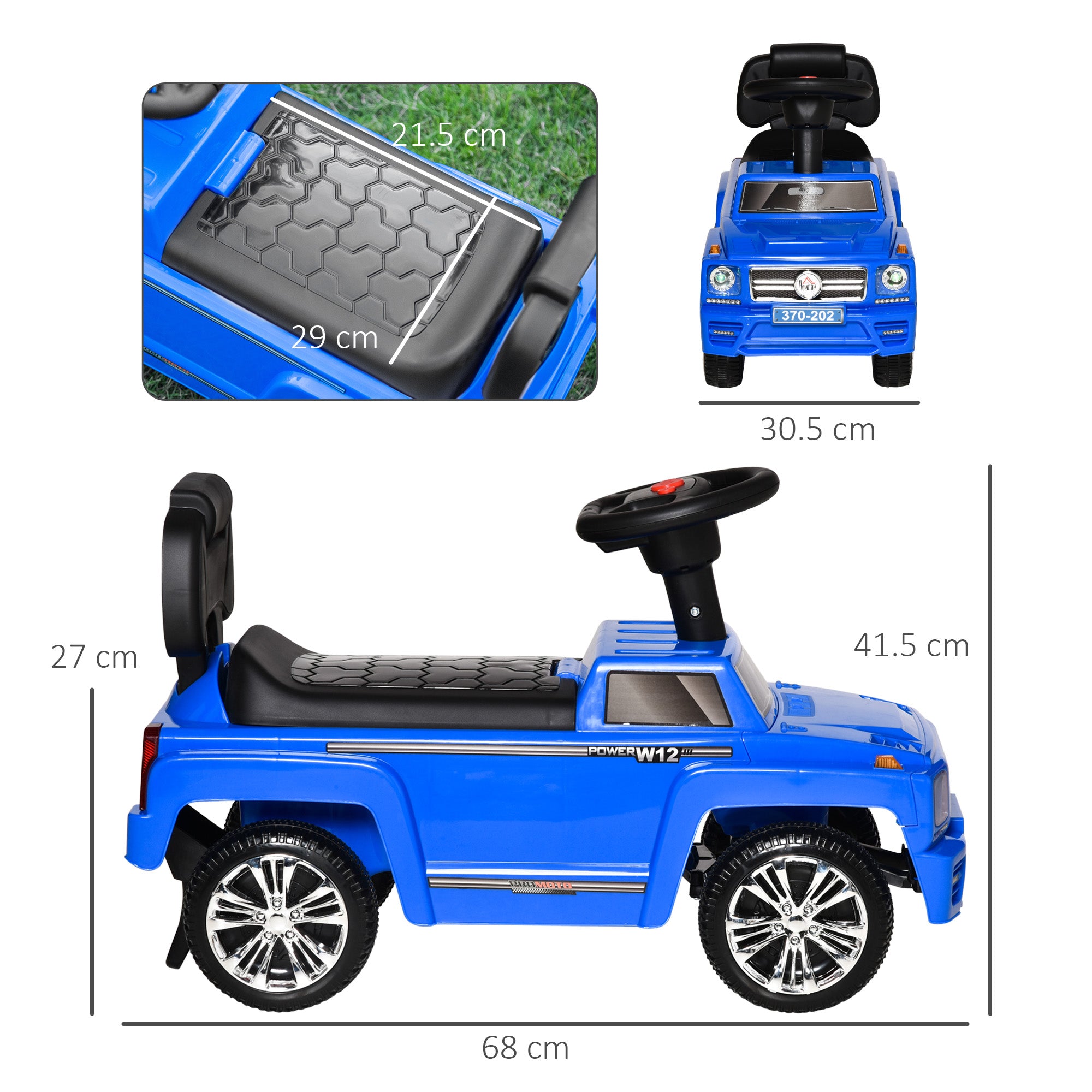 Kids Ride-On Toy Car Off-Road Vehicle with Lights and Music, Age 18-36 Months, Blue