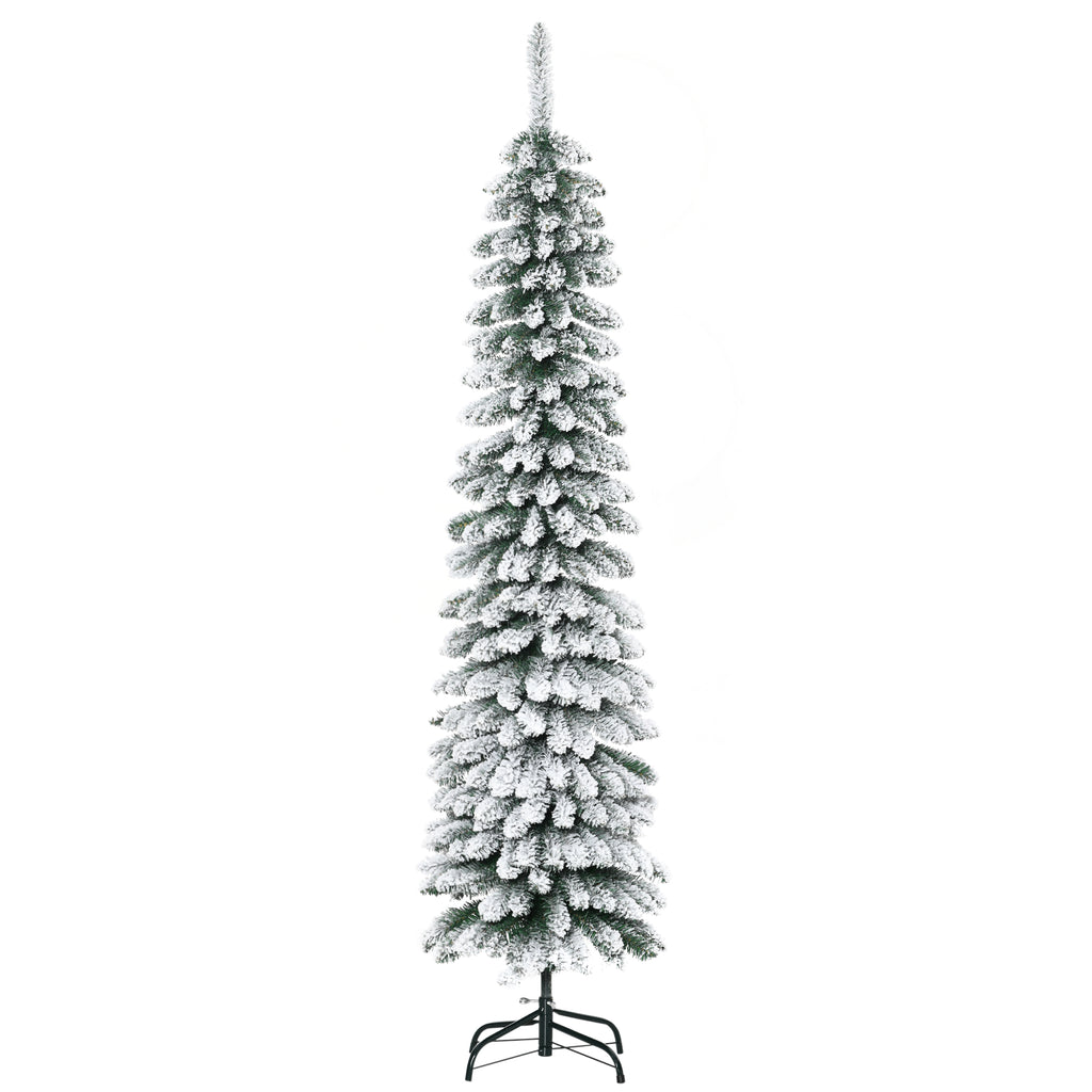 2-Section Snow-Covered Christmas Tree with 395 Metal and Plastic Branches, 46x46x180cm, Green