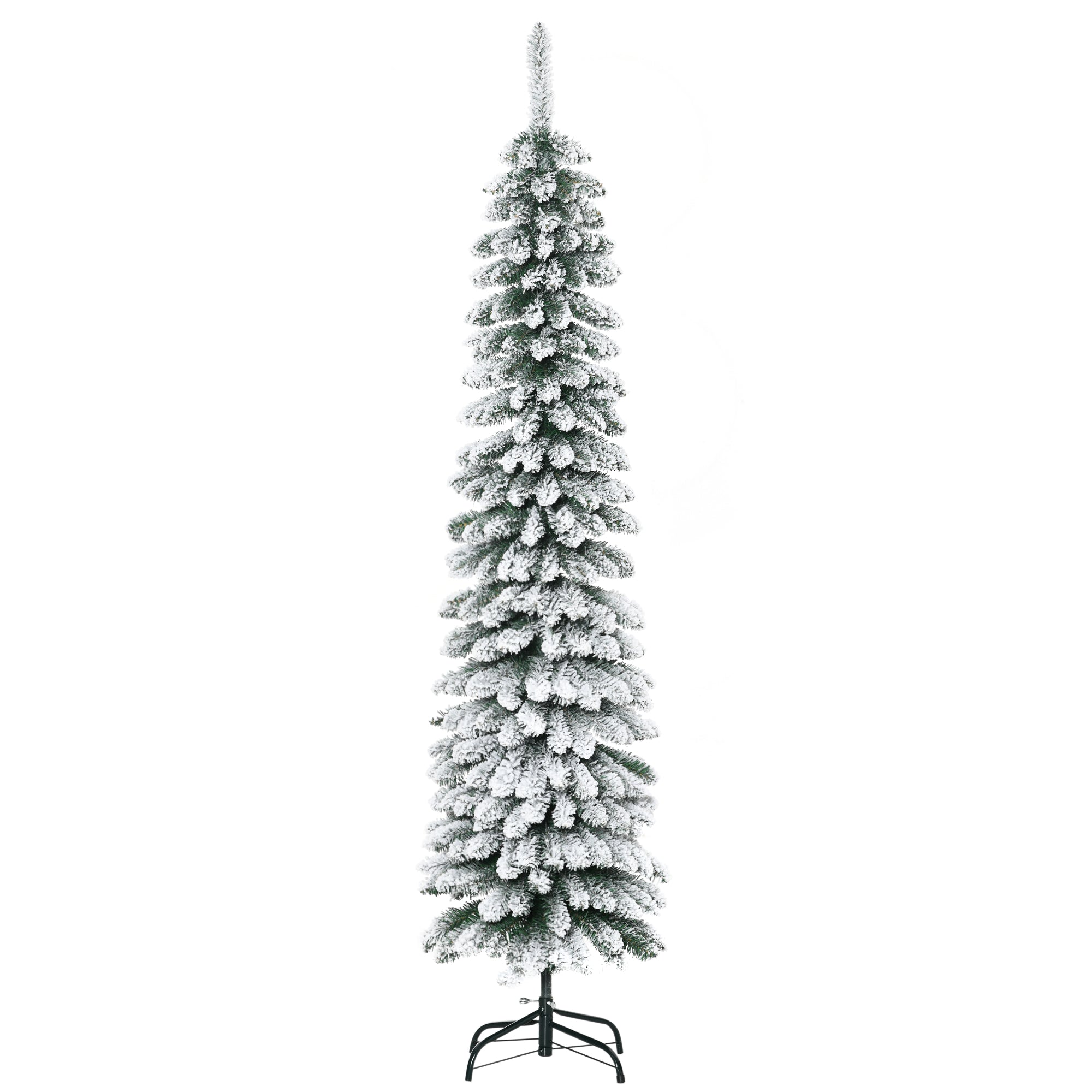 2-Section Snow-Covered Christmas Tree with 395 Metal and Plastic Branches, 46x46x180cm, Green