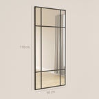 Window Style Wall Mirror with Vertical and Horizontal Mounting, 110x50cm, Black