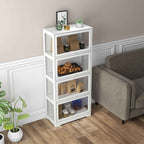 HOMCOM 4-Tier Collection Display Cabinet with Hinged Doors, Wood and Acrylic, 59x30x139 cm, White