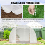 Outsunny Tunnel Greenhouse with 2 Removable Poles and Mesh Doors and Windows, in Galvanized Steel and PE, 396x300x200 cm, White