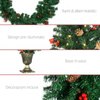 Christmas Decorations, 4-Piece Set with 2 Christmas Trees Φ40x90 cm, Christmas Garland and Christmas Wreath