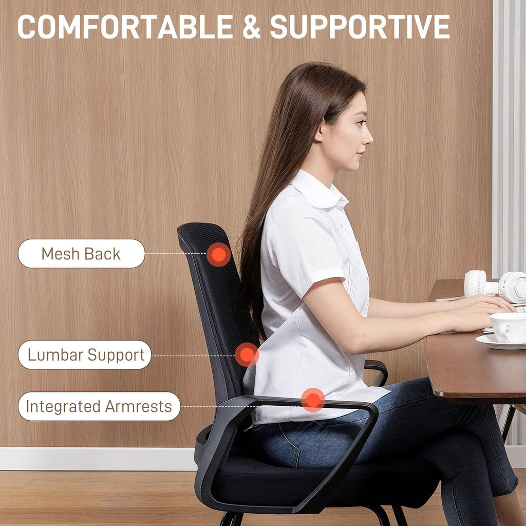 HOMCOM Ergonomic Office Chair with Armrests for Waiting Room, Black