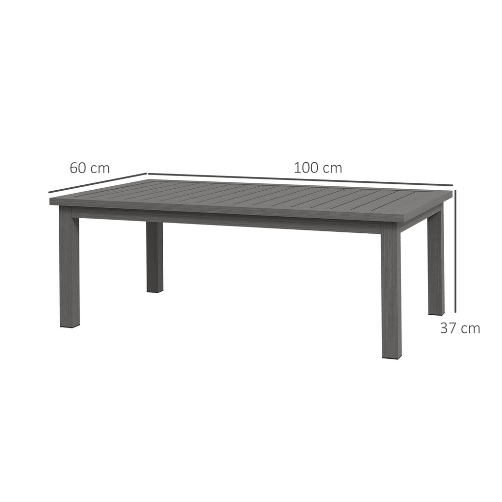 Outsunny rectangular exterior table in wood effect aluminum, 100x60cm, brown - Borgè