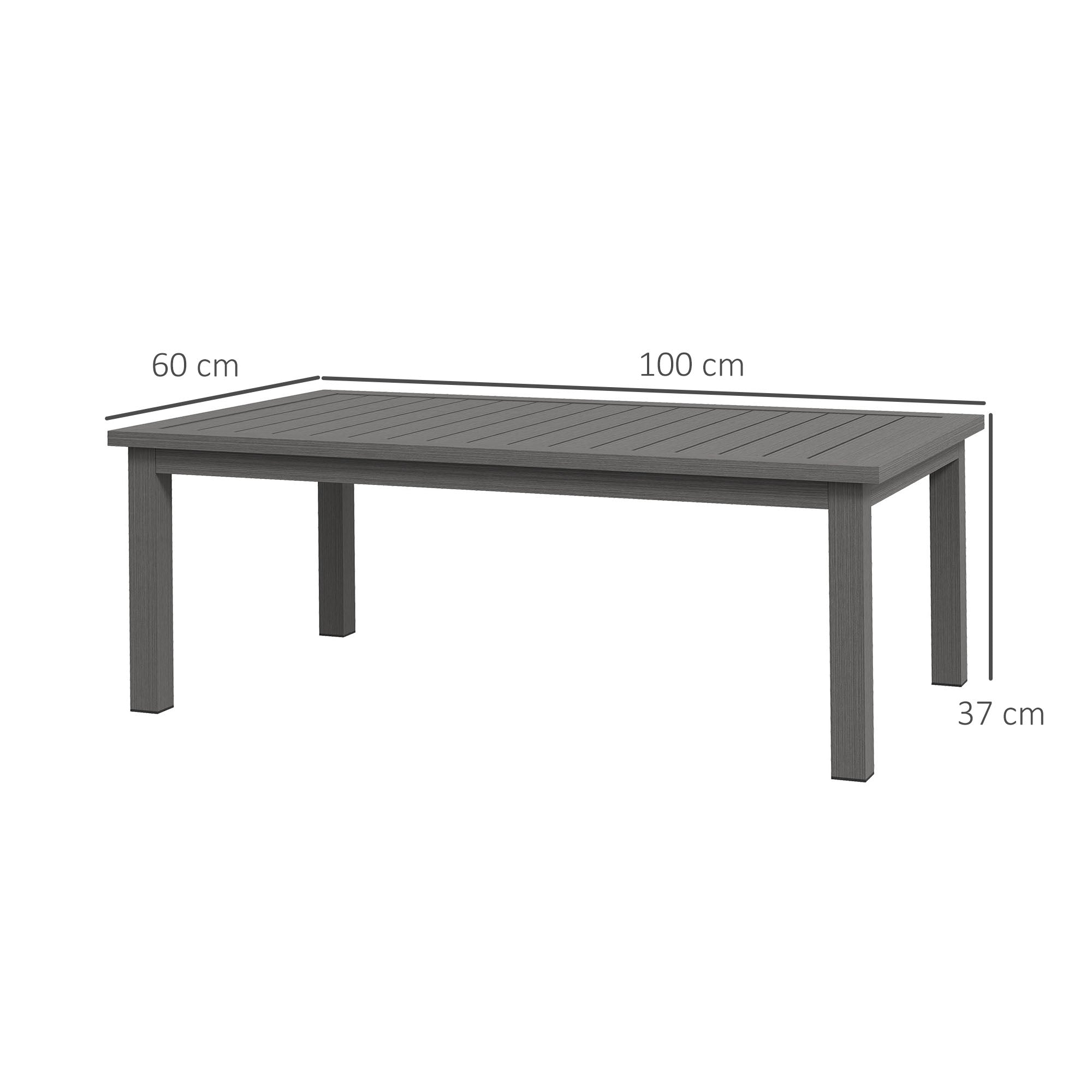 Outsunny rectangular exterior table in wood effect aluminum, 100x60cm, brown - Borgè