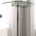 Homcom tall table from modern round bar with steel base and glass top, Ø70x102cm, transparent - Borgè
