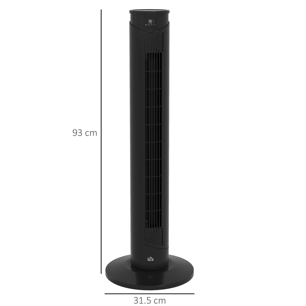 45W Tower Fan with 4 Modes and 3 Speeds with 12h Timer, in ABS, Ø31.5x93 cm, Black - Borgè