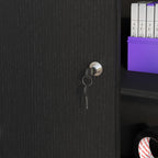 3-Shelf Office Cabinet with 2 Security Keys and Sliding Doors, 80x40x120 cm, Black