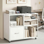 HOMCOM A4 Printer Table with Wheels and Drawer for Home and Office
