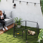 Dog Fence with 6 Modular Panels 80x1.5x60 cm in Black Steel with Entrance Door