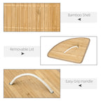 Laundry Basket with Triangular Lid in Bamboo and Fabric, 38x38x57cm, Wood Color - Borgè