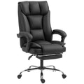 HOMCOM 155° Reclining Office Chair with Footrest, Double Padding and Faux Leather Upholstery, Black