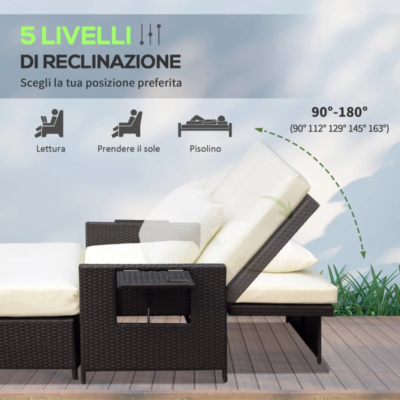 Modular Garden Sofa with Bench, Brown Rattan Garden Furniture, Space-Saving 2-Piece Set - Borge' Group Limited