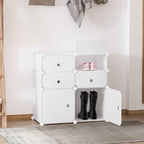 HOMCOM Space-Saving Shoe Cabinet, Plastic Entryway Shoe Rack, Modular Wardrobe for Living Room and Entryways, Shoe Rack, Multipurpose 75x37x73cm, White