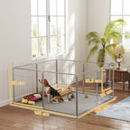8 Panel Modular Folding Dog Playpen with Steel Door, Height 80 cm, Silver