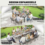 Outsunny Garden Table Extendable Dining Table 140/240x90 cm Black
