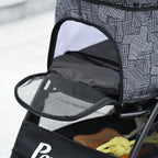 Dog Stroller with Basket, Cushion and 2 Leashes, Steel and Oxford Fabric, 81x48x99 cm, Black and Grey