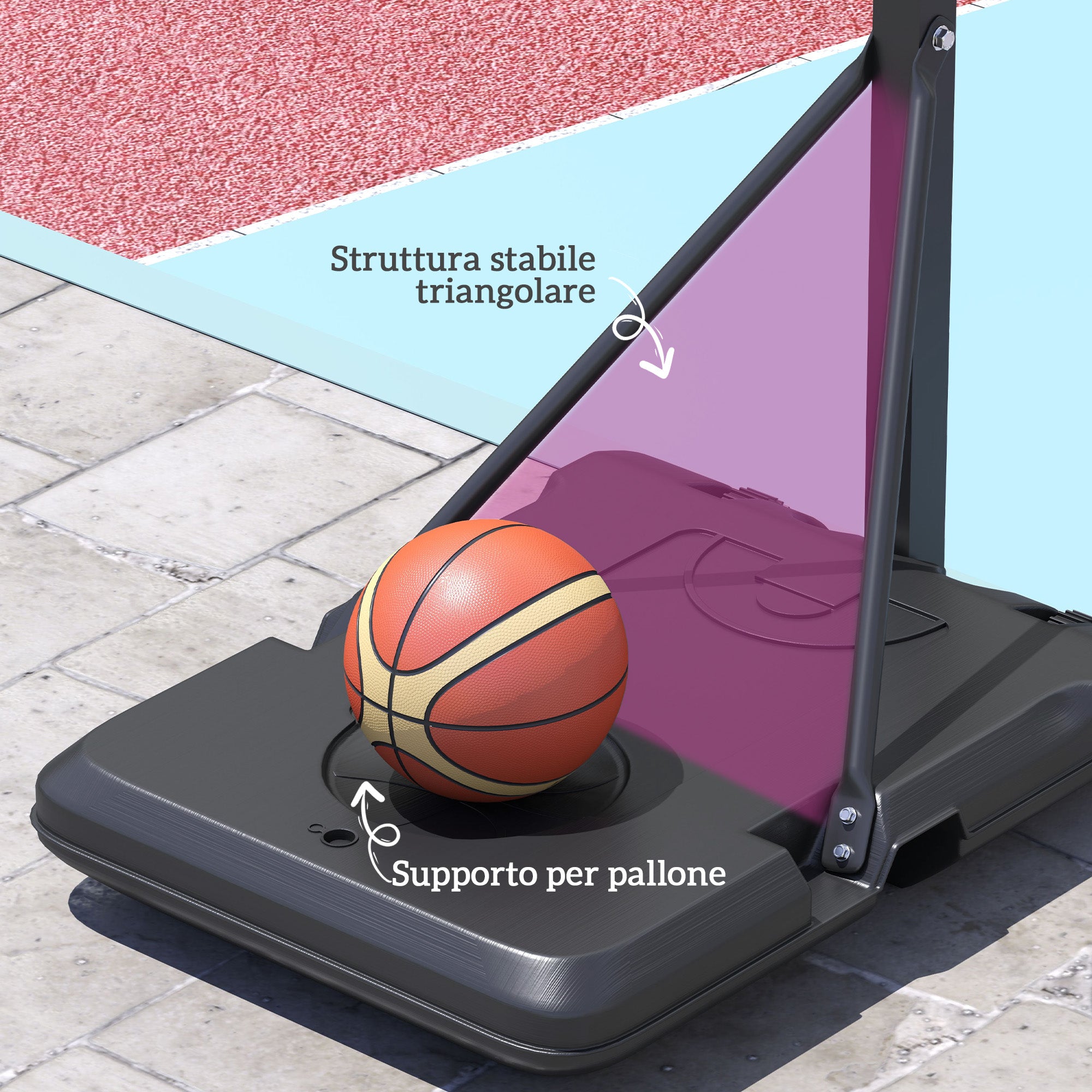 SPORTNOW Adjustable Outdoor Basketball Hoop 146-236cm with Wheels and Fillable Base, Black