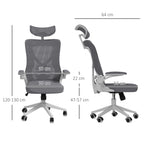 Height-Adjustable Office Chair with Lumbar Support and Flip-Up Armrests, 65x64x120-130 cm