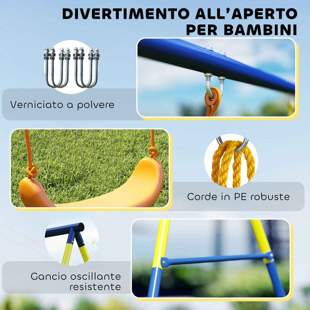 3-in-1 Garden Swing for Children 3-8 Years, Made of Steel and PE, 285x160x181 cm, Multicolored