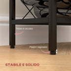 Wine Bottle Rack for 10 Bottles in Black Steel with Tempered Glass Shelf, 41x22x41 cm