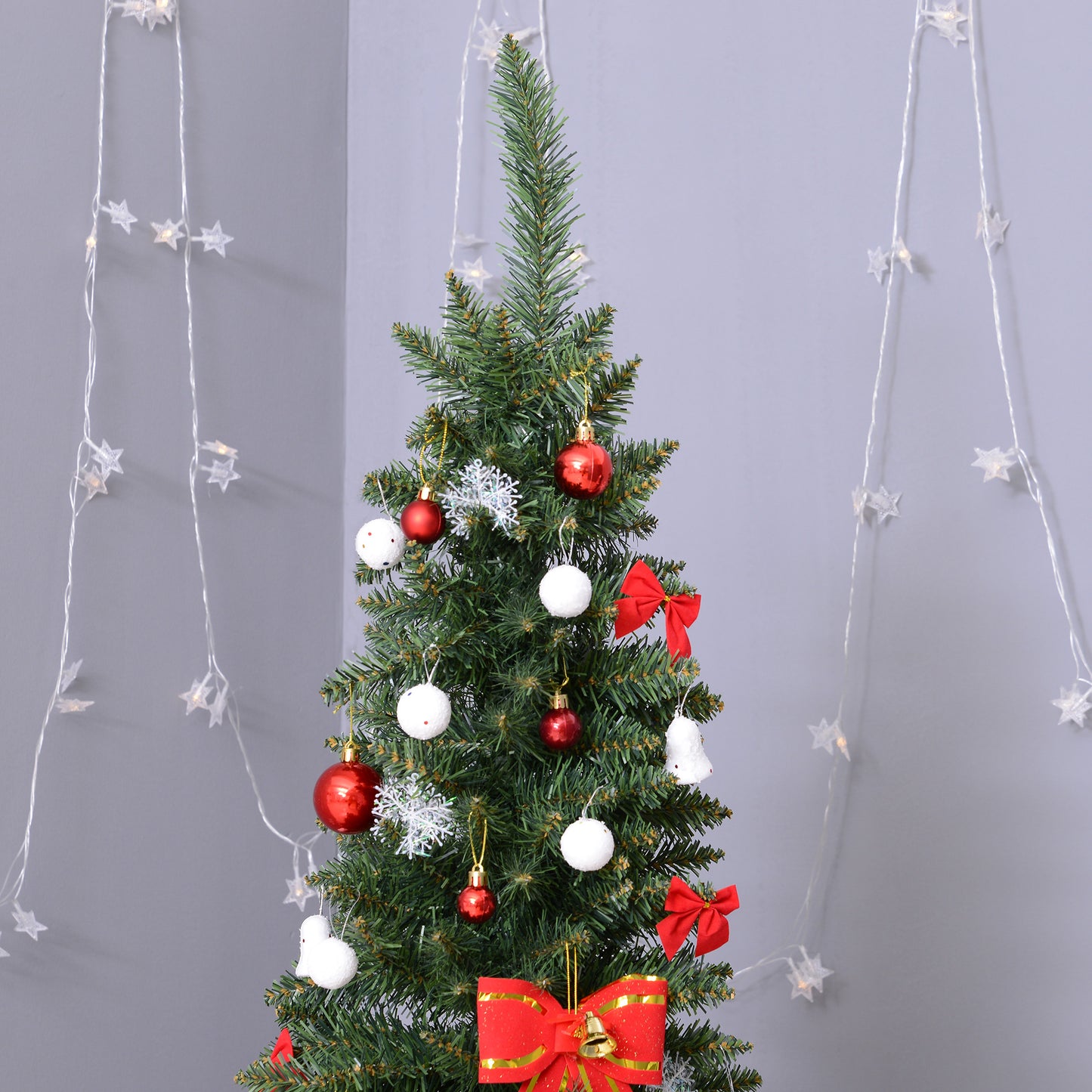 CHRISTMAS TREE -  Artificial Christmas Tree 210 cm with Realistic Branches, Tall and Narrow Christmas Tree with Plastic Base, Green