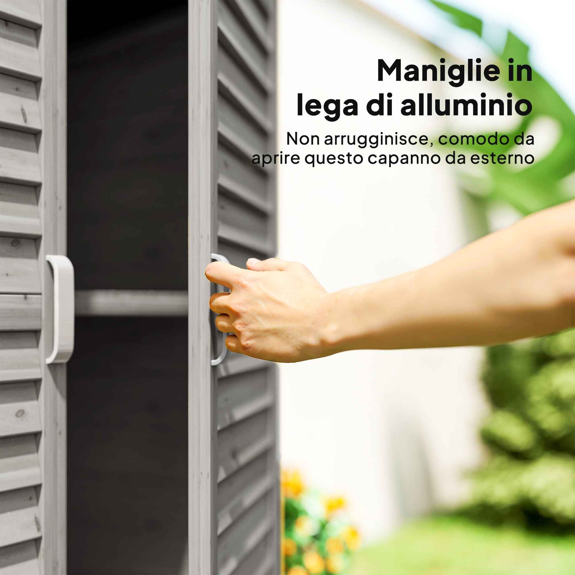 Fir Wood Garden Cabinet with Louvered Doors and 2 Shelves, 87x46.5x96.5cm, Grey