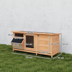 PawHut Outdoor Wooden Rabbit Hutch with Asphalt Roof, House, Trays and Feeder, 112x50x54 cm, Yellow