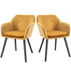 Homcom set of 2 chairs per dining room with padded and velvet armrests, 54x56x74cm, yellow - Borgè