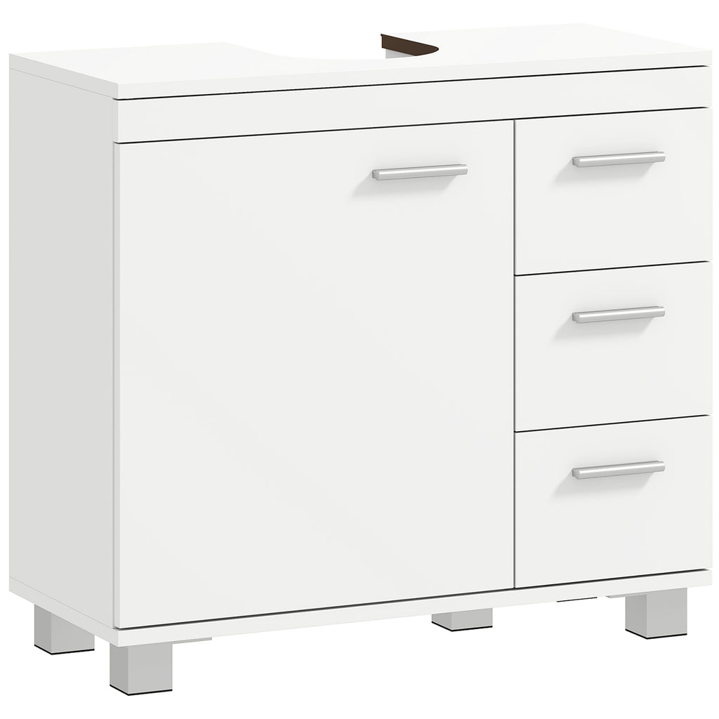 HOMCOM Bathroom Vanity Unit with Cabinet, Shelves and Drawers, White