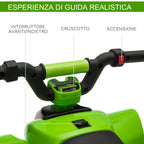 Electric Quad Bike for Kids with 6V Rechargeable Battery and Forward and Reverse Gear, 72x40x45.5 cm, Green