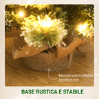60cm Tall Small Christmas Tree with 35 White LED Lights, 64 Fireproof Branches with Pine Cones, Green