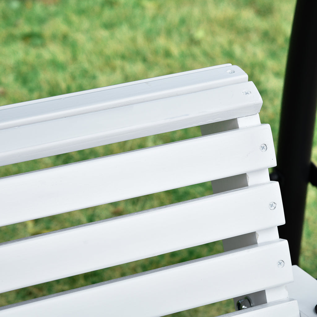 Outsunny 3-Seater Outdoor Swing with Central Table and Cup Holder, Made of Wood and Metal, 150x75x53 cm, White