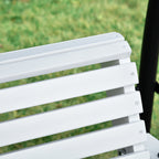 Outsunny 3-Seater Outdoor Swing with Central Table and Cup Holder, Made of Wood and Metal, 150x75x53 cm, White