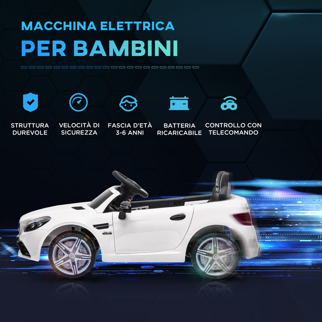 Electric Car for Children Licensed Mercedes SLC 300 with Remote Control, in PP and Metal, 107x62. 5x44 cm, White