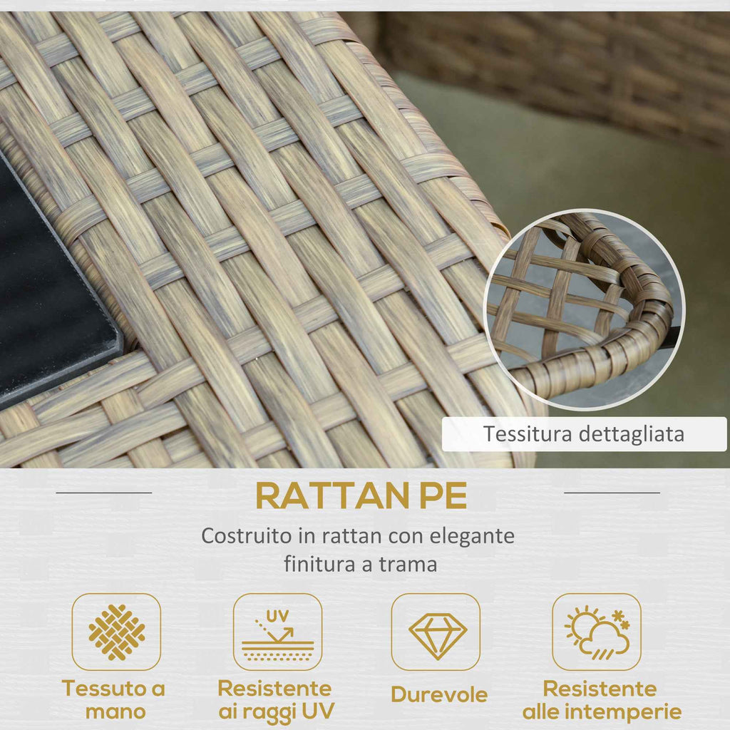 Outsunny PE Rattan Garden Furniture Set with 2 Armchairs, 2-Seater Sofa, Table and Cushions, Khaki and Orange Color