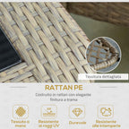 Outsunny PE Rattan Garden Furniture Set with 2 Armchairs, 2-Seater Sofa, Table and Cushions, Khaki and Orange Color