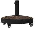 Round Garden Umbrella Base with 4 Wheels with Brakes, in Steel and Resin, Ø52x41 cm, Bronze and Black