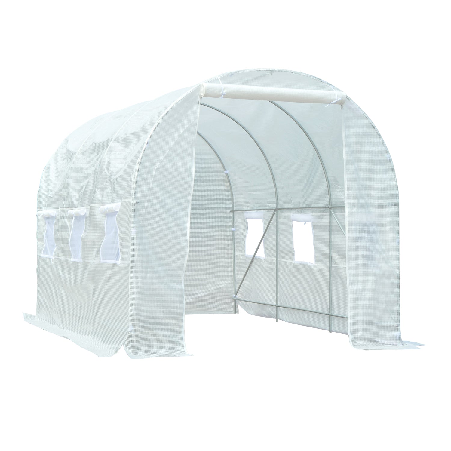 Outsunny Garden greenhouse tunnel for PI plants with iron, white, 350x200x200cm pipes - Borgè