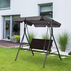 Outsunny 2-Seater Garden Swing with Adjustable Canopy, 140x110x151 cm, Brown and Grey